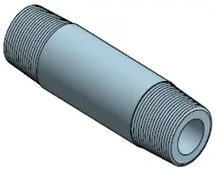 Niple longo metálico para linha de tubulação